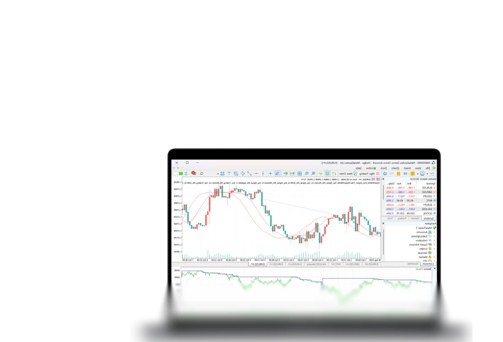 แพลตฟอร์มเทรดเดโม่ MetaTrader 5 บนแล็ปท็อป