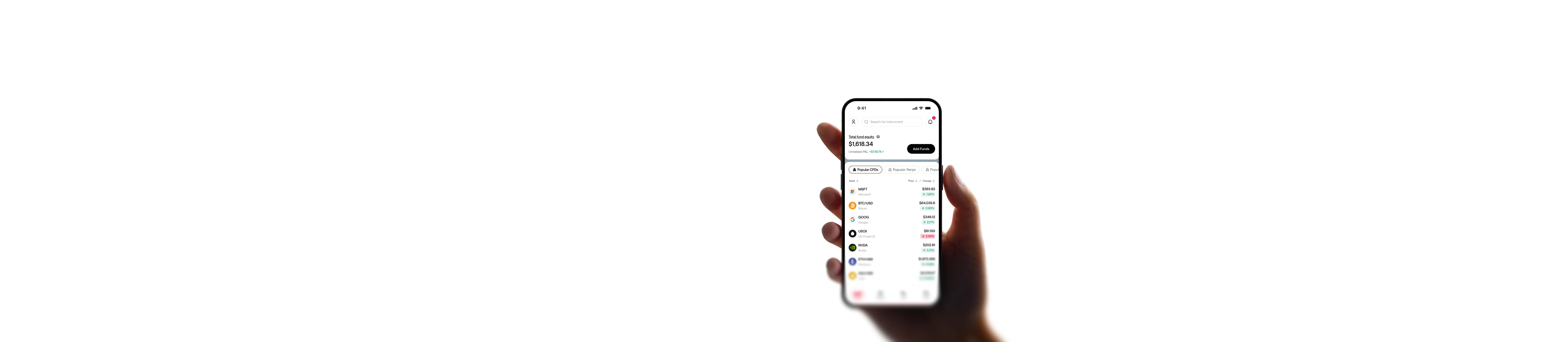 Trade CFDs across global markets hand with phone app