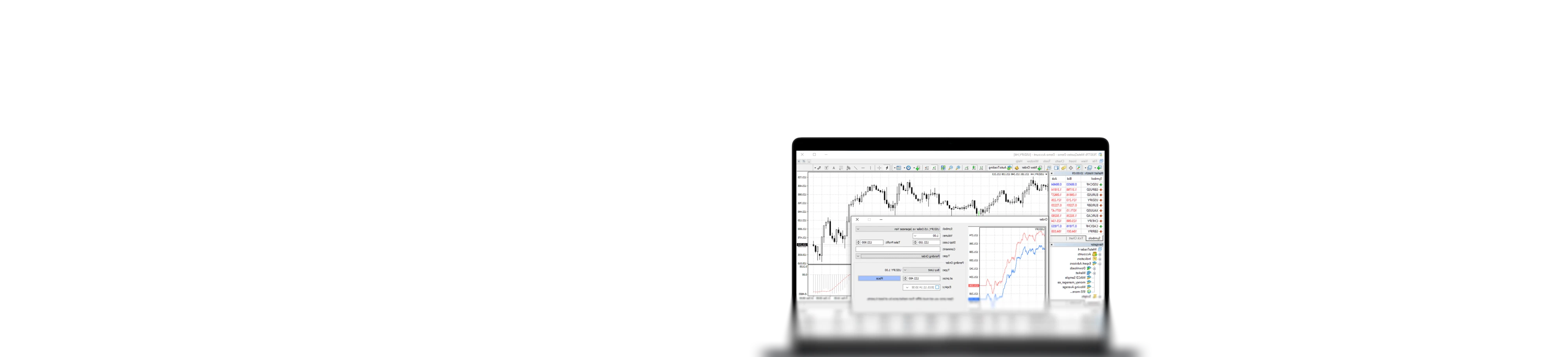 แพลตฟอร์มเทรดเดโม่ MetaTrader 4 บนแล็ปท็อป
