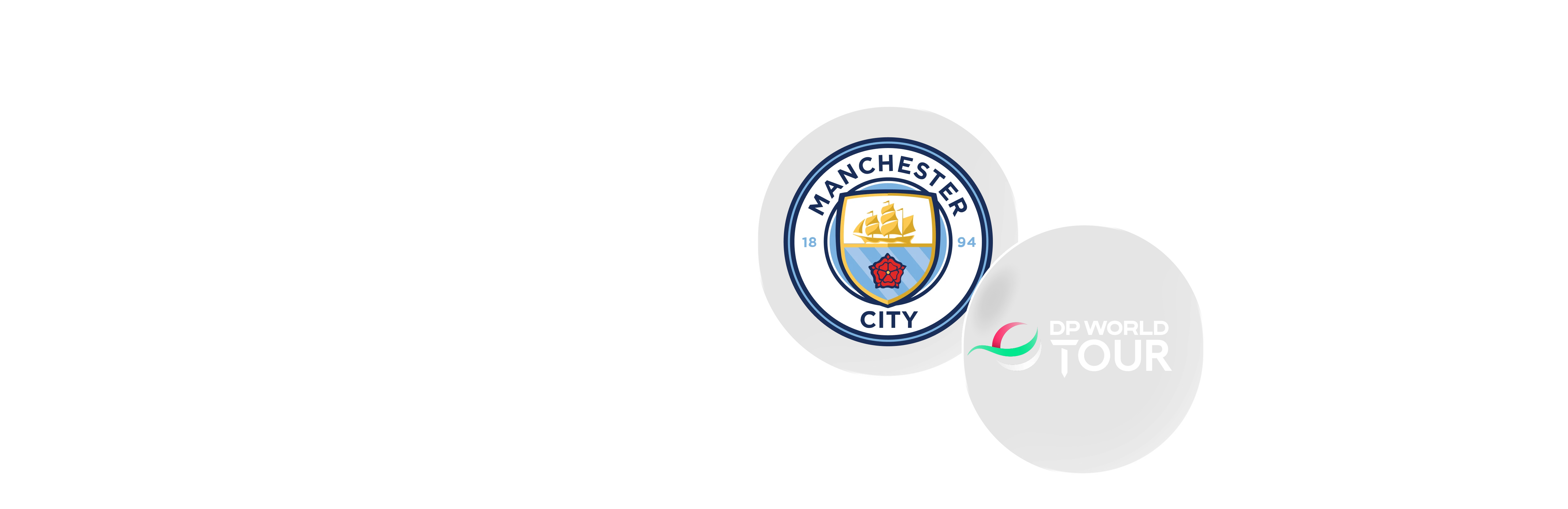 Manchester City and DP Tour logos