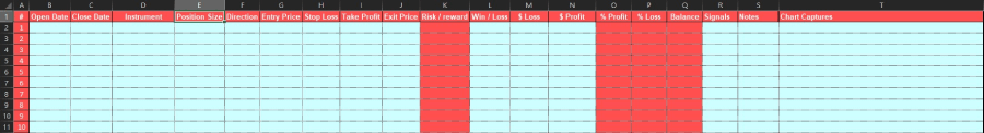 Trade journal template in excel