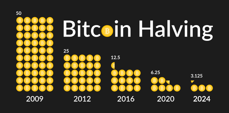 Bitcoin halving rewards over the years