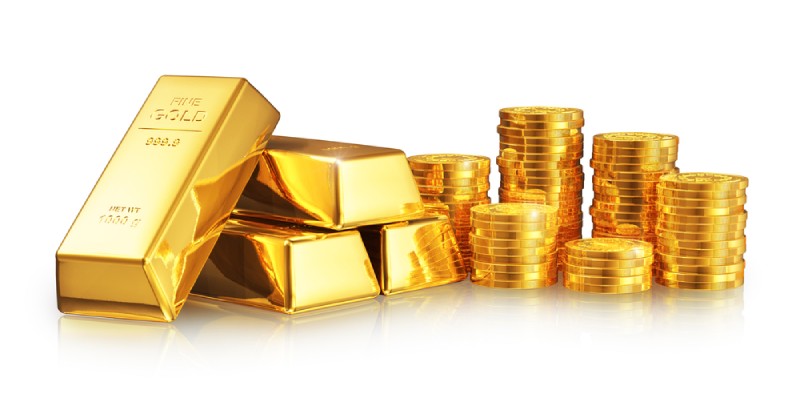 Physical gold bars and coins
