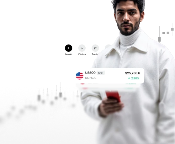 Man with price widgets