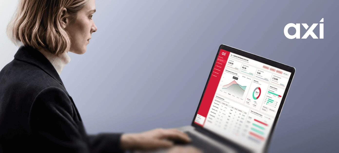woman reviewing financial market metrics and data analytics charts
